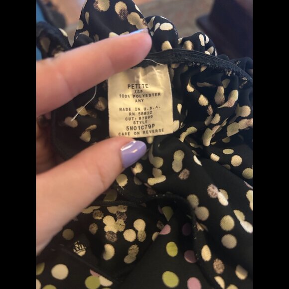 STUDIO M Vintage 2000s Sexy Ruched Black Polka Dot Top Sz XSP Petite - Picture 5 of 5